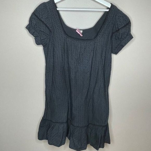 Odille Anthropologie Black Eyelet Mini Dress‎